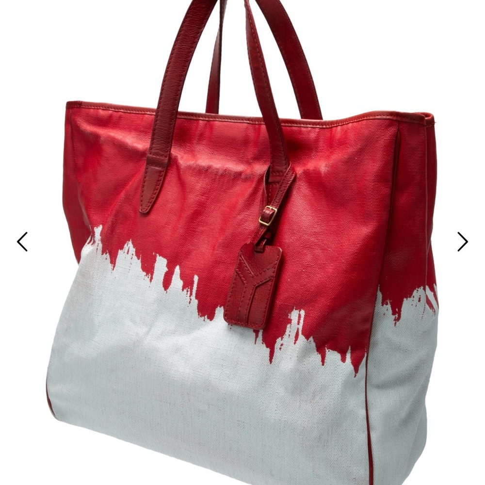 YSL Red Drip Rive Gauche Large Tote Bag - Picture 3 of 5